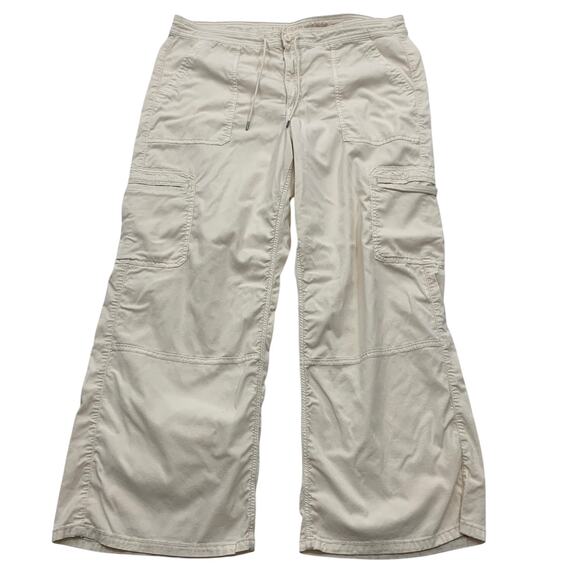 American Eagle Cargo Stretch Wide Leg Pants Womens Size 20 Cream Off White Y2K - Picture 1 of 9